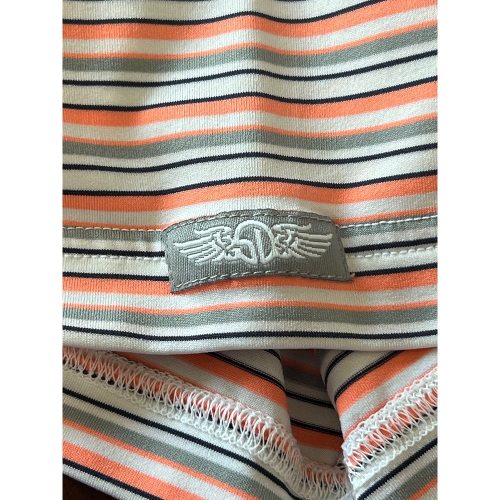 Straight Down Performance Golf Polo Shirt Mens Large Orange Gray Striped C 1903 - Picture 6 of 9